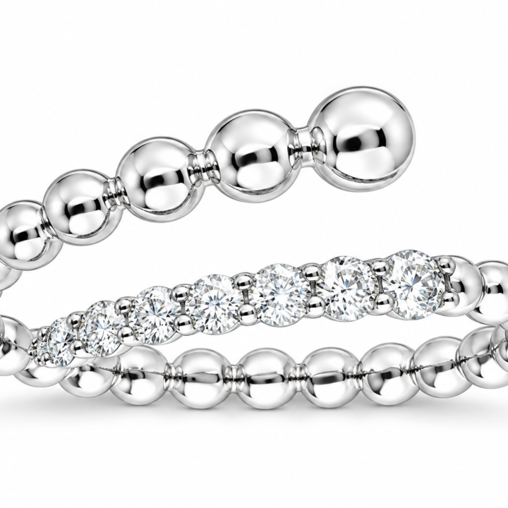 Beaded Diamond Stack Band in White Gold