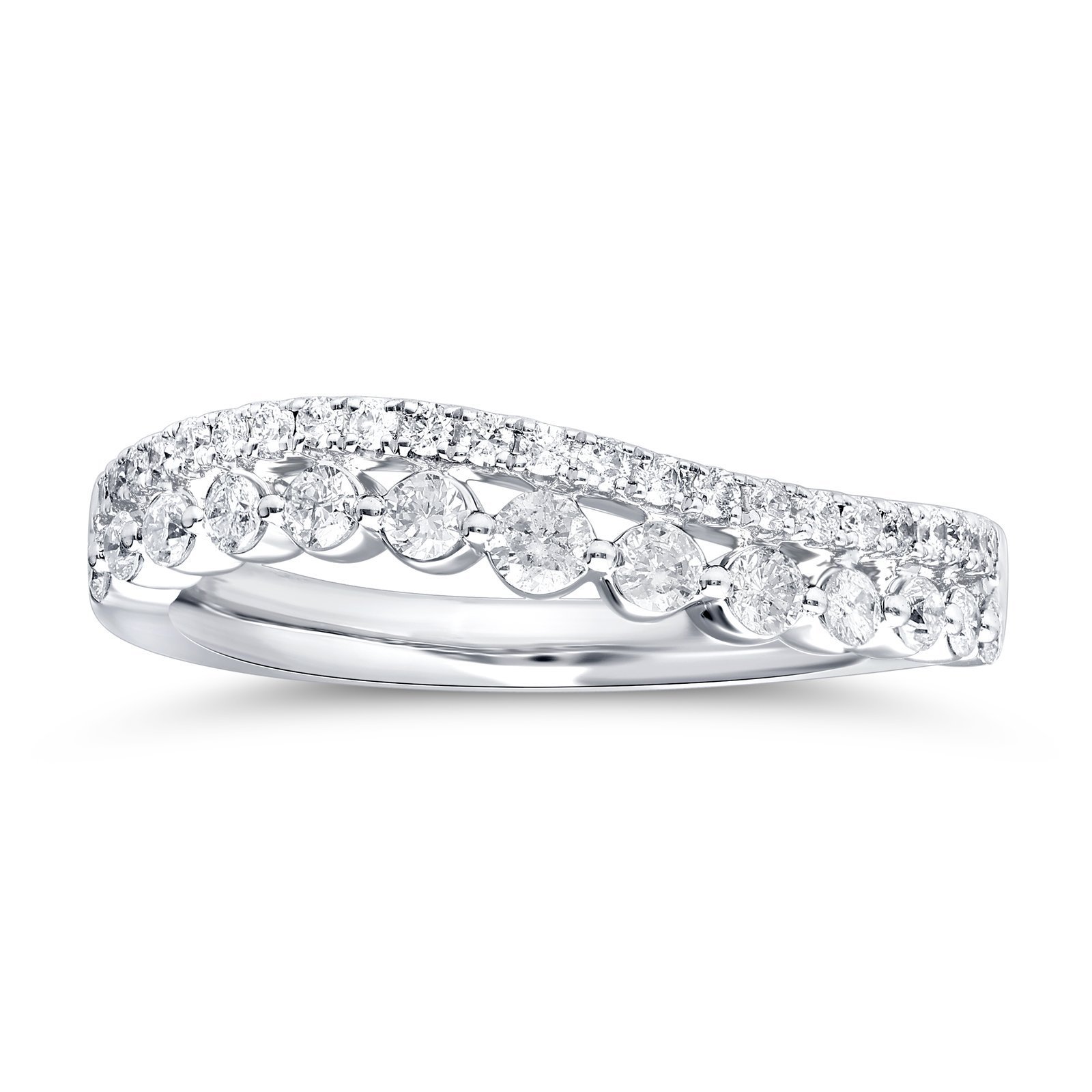 Diamond Scalloped Fashion Ring in White Gold