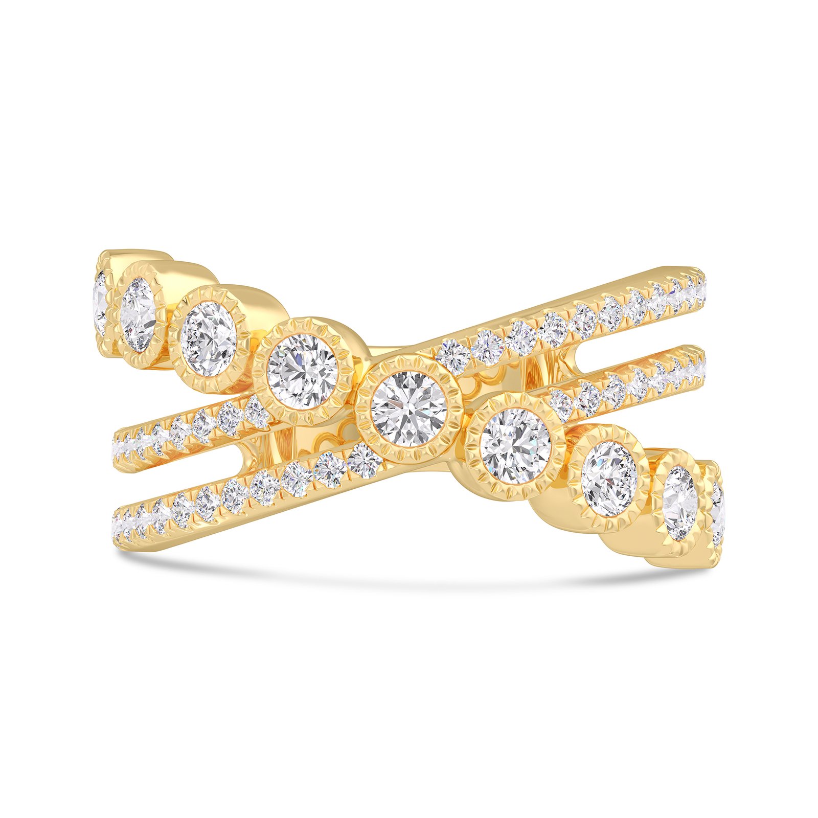 Crisscross Bezel Diamond Wrap Ring