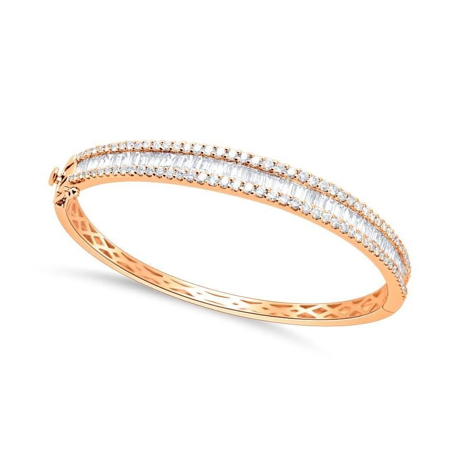 Double Row Diamond Bangle Bracelet