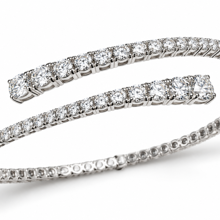 Open Wrap Diamond Bangle Bracelet
