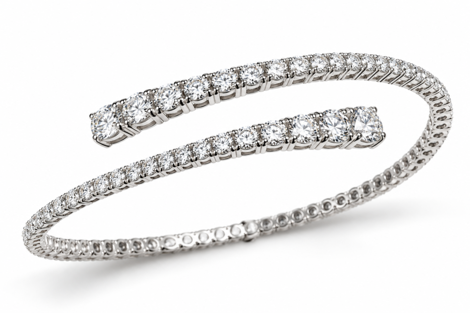 Open Wrap Diamond Bangle Bracelet