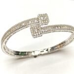 Baguette & Round Diamond Open Wrap Cuff Bracelet