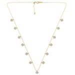 Floral Motif Diamond Station Clover Necklace