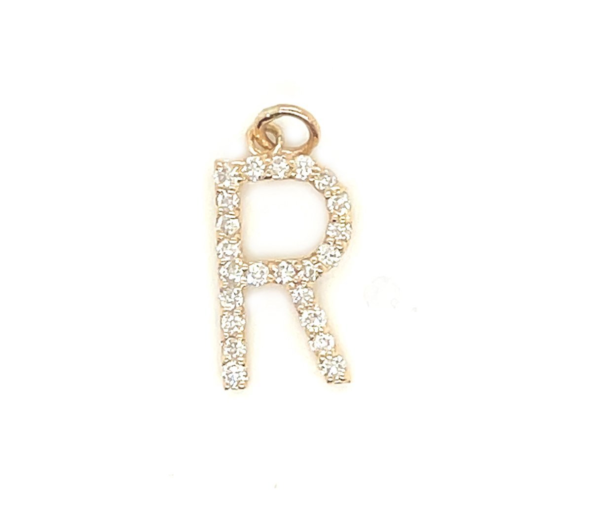 Diamond Initial “R” Pendant