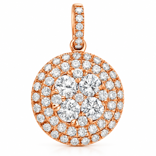 Round Cluster Diamond Halo Pendant