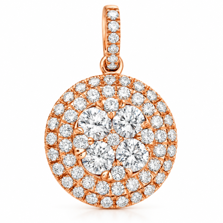 Round Cluster Diamond Halo Pendant