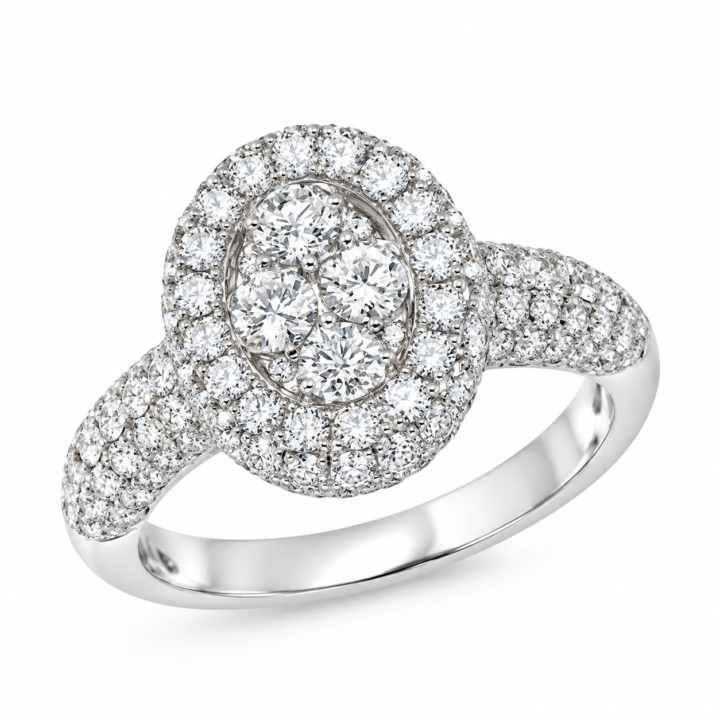 White Gold Double Halo Diamond Engagement Ring