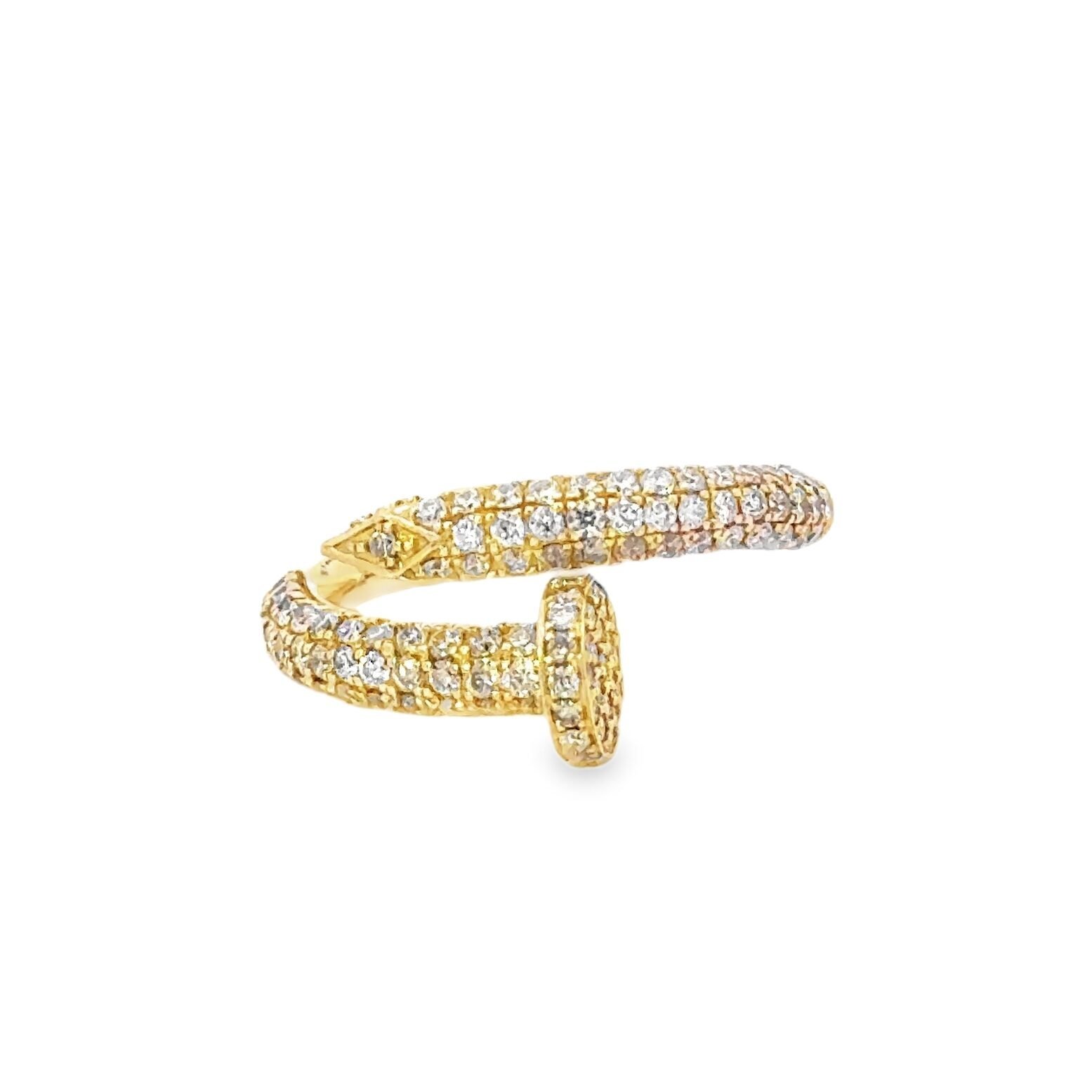 Pavé Diamond Nail Wrap Ring in Yellow Gold