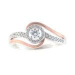 Two-Tone Swirl Diamond Halo Ring in White and Rose Gold