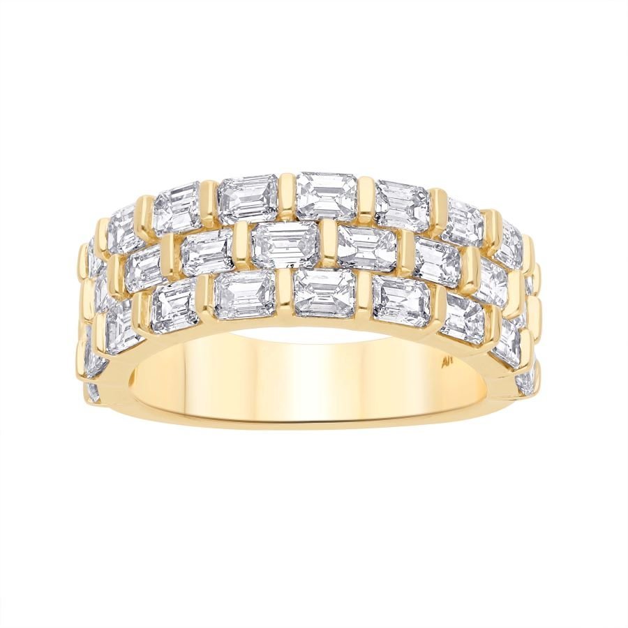 Woven Baguette Diamond Three Row Band