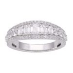 Emerald-Cut Diamond Channel Band with Pavé Halo