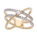 Two-Twist Crisscross Diamond Fashion Ring