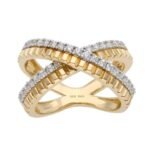 Crisscross Diamond X-Band Ring in Yellow Gold