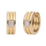 Emerald-Cut Diamond Multi-Band Huggie Hoop Earrings