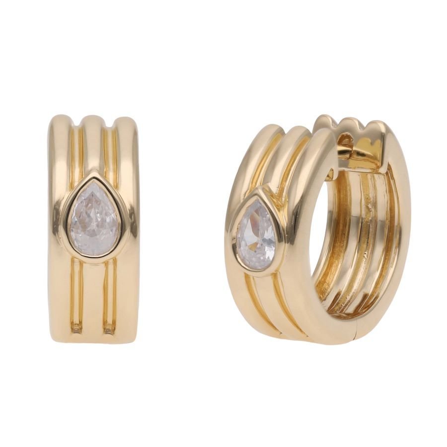 Pear-Cut Diamond Multi-Band Huggie Hoop Earrings