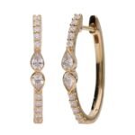Pear & Round Diamond Hoop Earrings