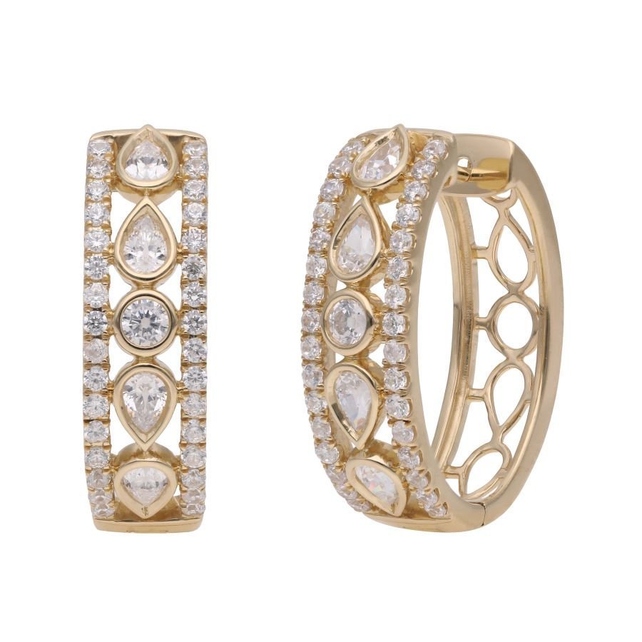 Pear-Shaped Diamond Halo Hoop Earrings