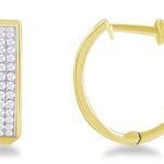 Pavé Diamond Rectangular Huggie Hoop Earrings