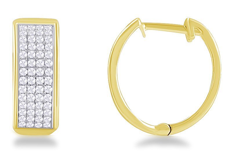 Pavé Diamond Rectangular Huggie Hoop Earrings
