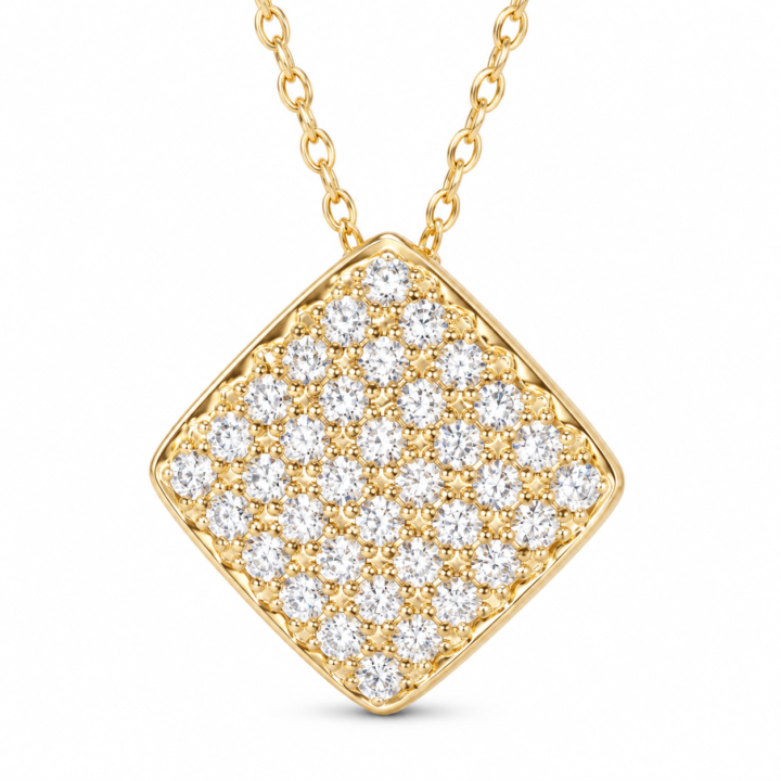 Pavé Diamond Cushion Pendant Necklace