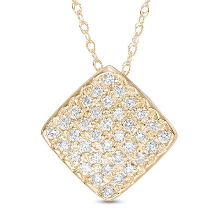 Pavé Diamond Cushion Pendant Necklace