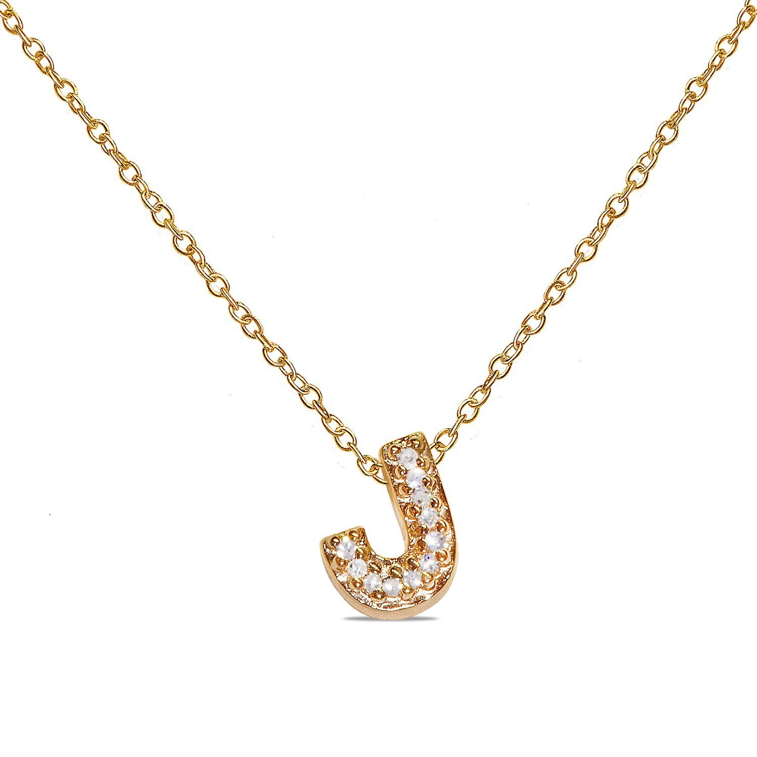 Diamond Initial "J” Pendant Necklace