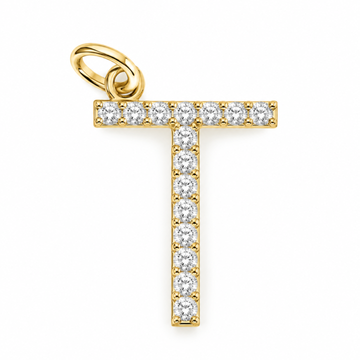 Diamond Initial “T” Pendant