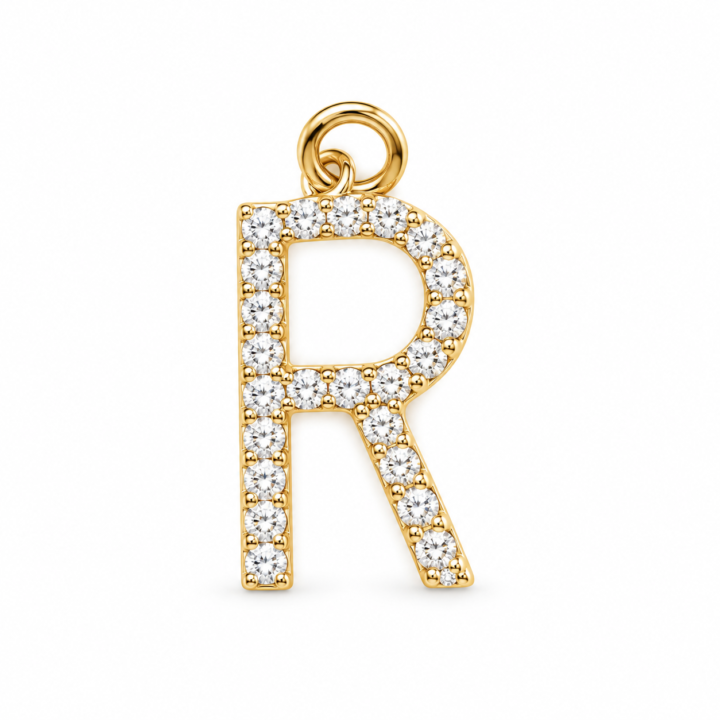 Diamond Initial “R” Pendant