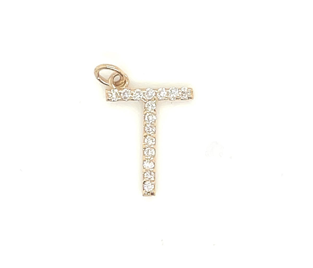 Diamond Initial “T” Pendant