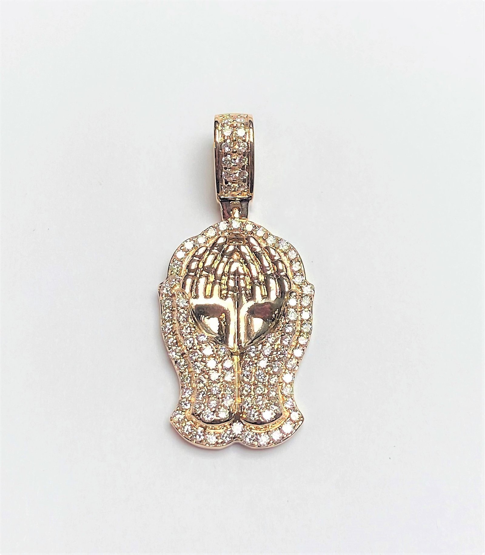 Diamond Hamsa Hand Pendant in Yellow Gold