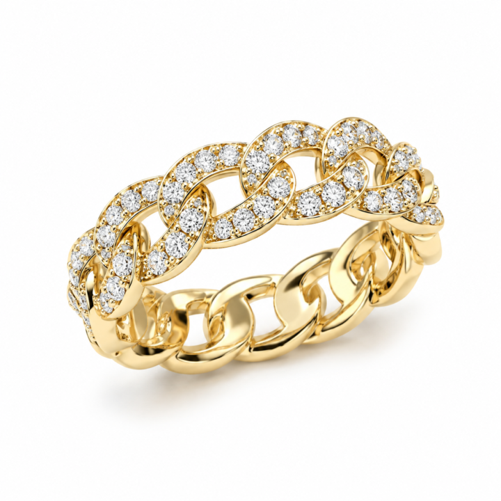 Diamond Pavé Cuban Chain Anniversary Ring