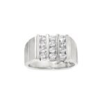 Multi-Row Diamond Cluster Gents Ring