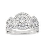 Double Halo Diamond Cluster Ring Statement Ring