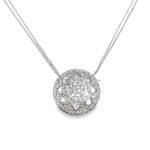 Mandala-Inspired Diamond Pendant Necklace in White Gold