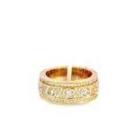 Vintage-Inspired Wide Diamond Gents Ring in Yellow Gold