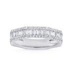 Geometric Baguette & Round Diamond Wedding Band