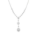 Elegant Triple Halo Diamond Drop Necklace in White Gold