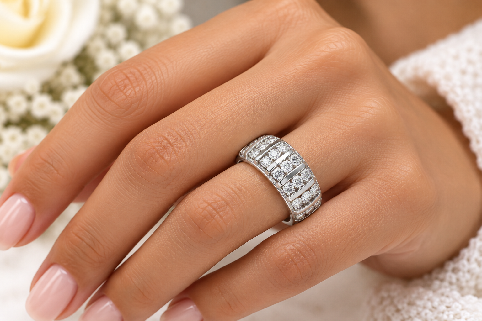 Classic Diamond Channel-Set Band in White Gold - Image 2