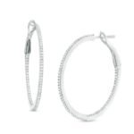 Diamond Inside-Out Hoop Earrings in White Gold