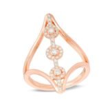Rose Gold Openwork Triple Halo Diamond Ring