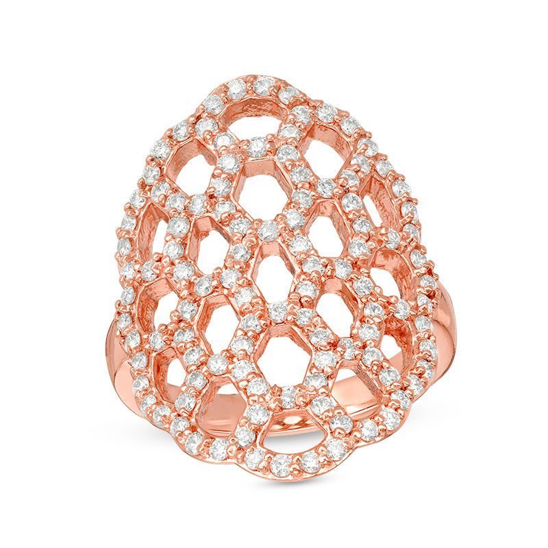 Rose Gold Diamond Honeycomb Statement Ring