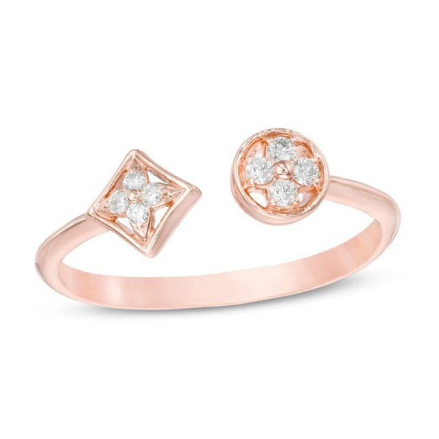 Rose Gold Open Diamond Floral Fashion Ring