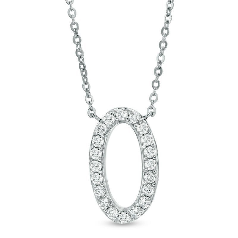 Diamond Oval Halo Pendant Necklace in White Gold
