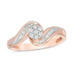 Rose Gold Diamond Swirl Cluster Fashion Ring