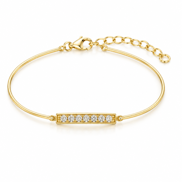 14K Gold Slim Diamond Bar Adjustable Bracelet
