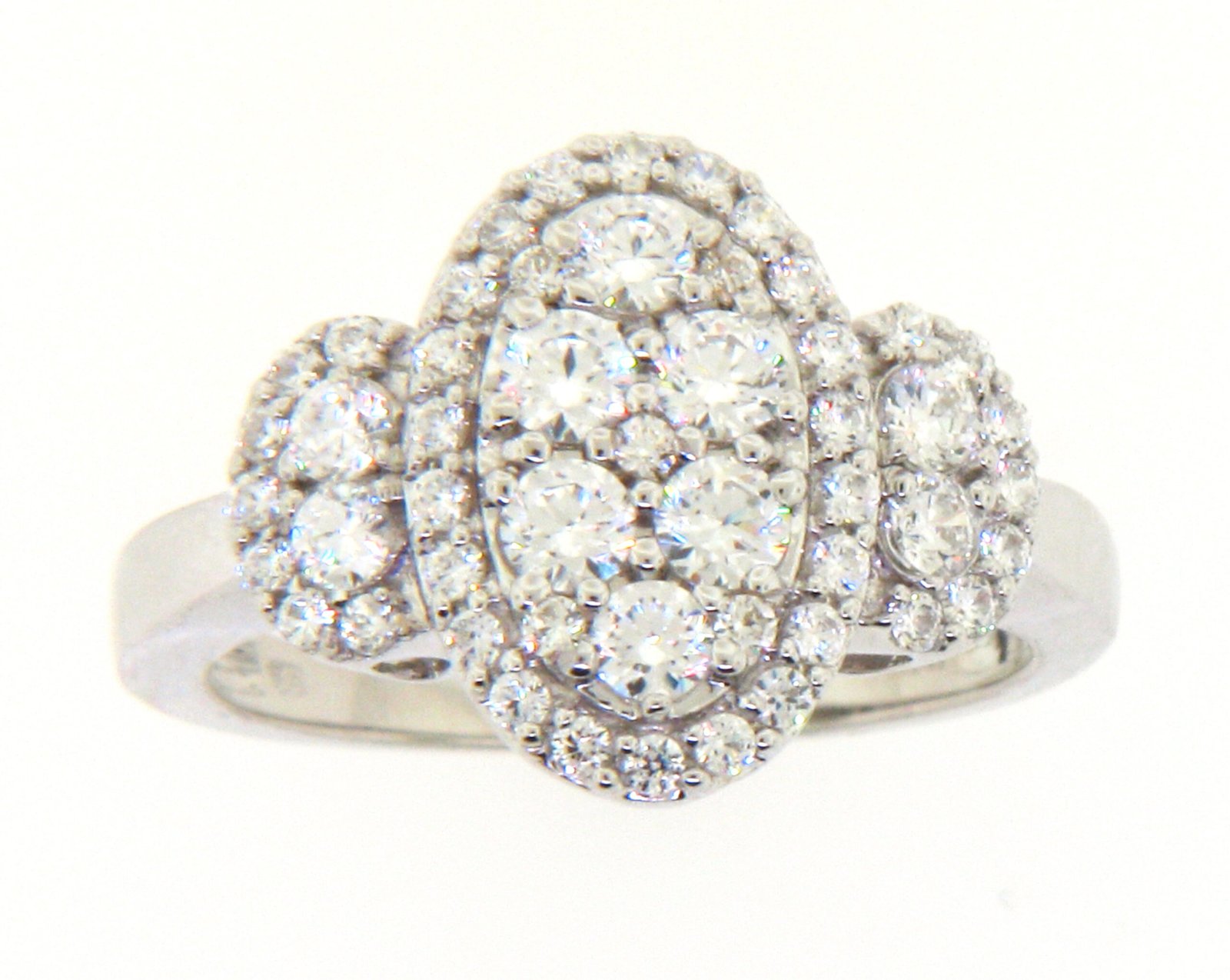White Gold Oval Diamond Cluster Halo Ring