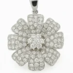 White Gold Pavé Diamond Flower Pendant