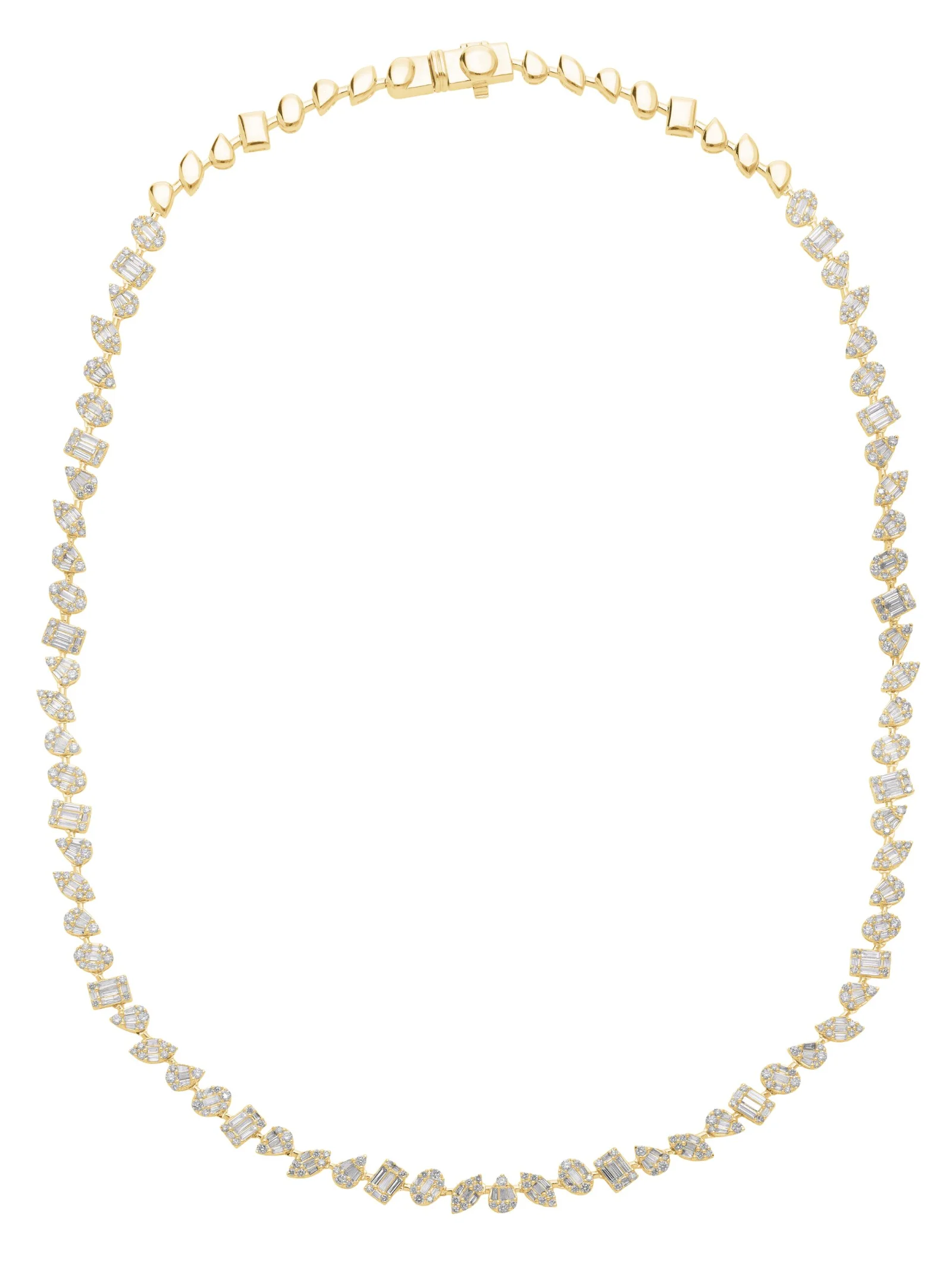 Alternating Cut Diamond Necklace in Yellow Gold