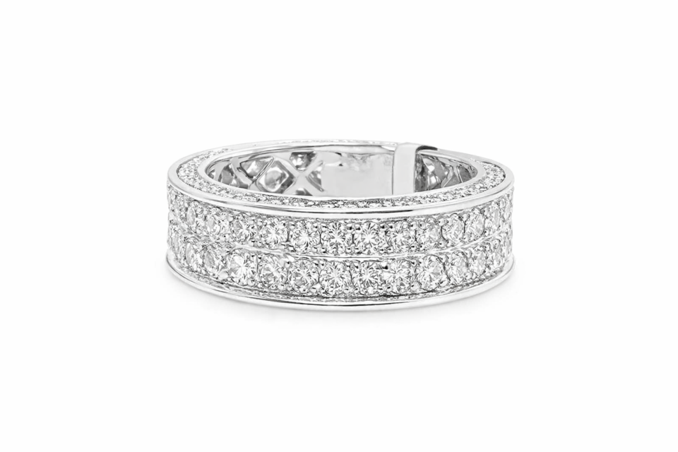 White Gold Double Row Diamond Pavé Band Ring